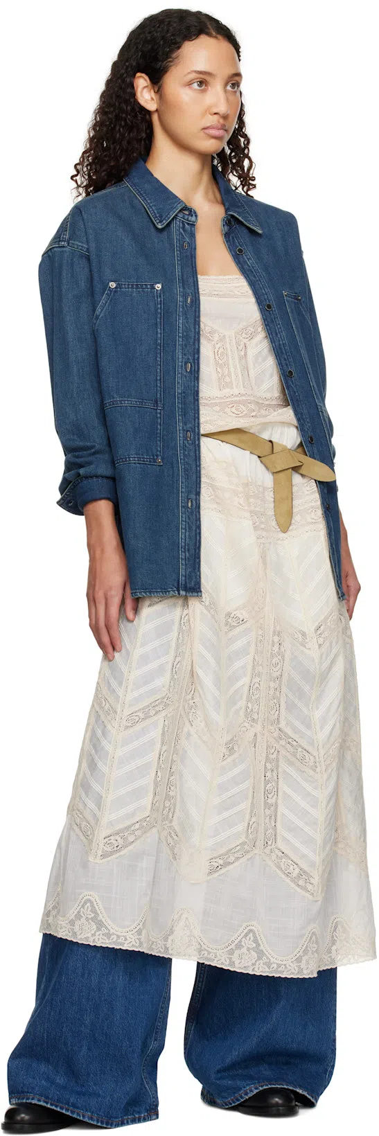 CHLOÉ Blue High Waisted Jeans With Wide Leg And Logo Patch On The Rear In Denim Woman