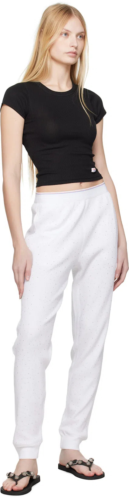 ALEXANDER WANG Crystal-embellished Track Pants In White