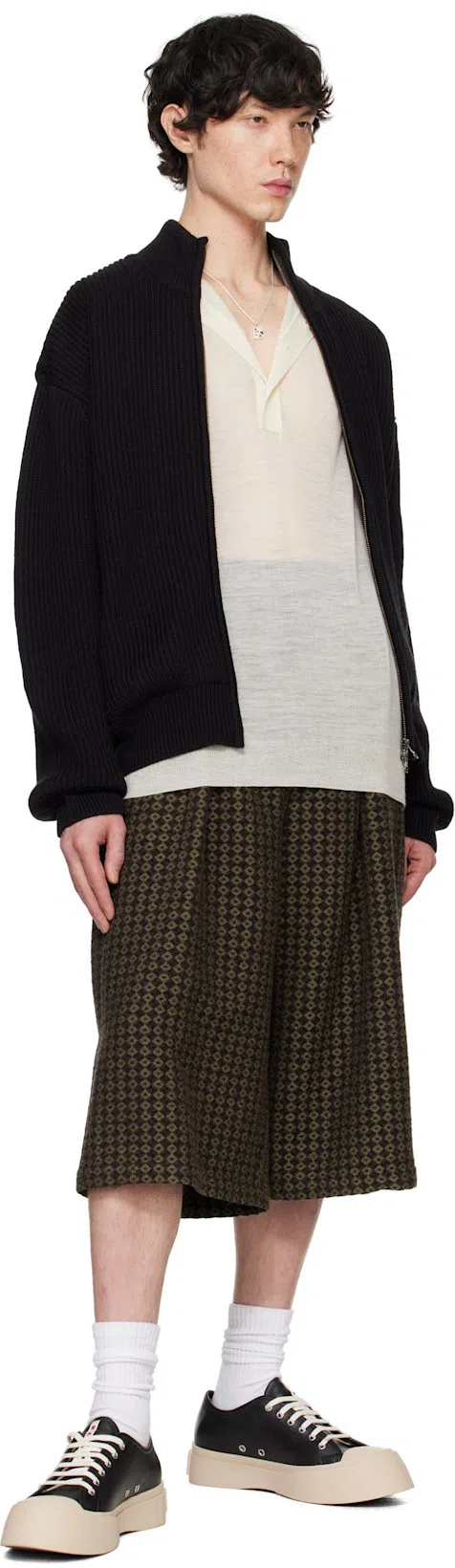 MARNI Black Smooth Leather Sneakers