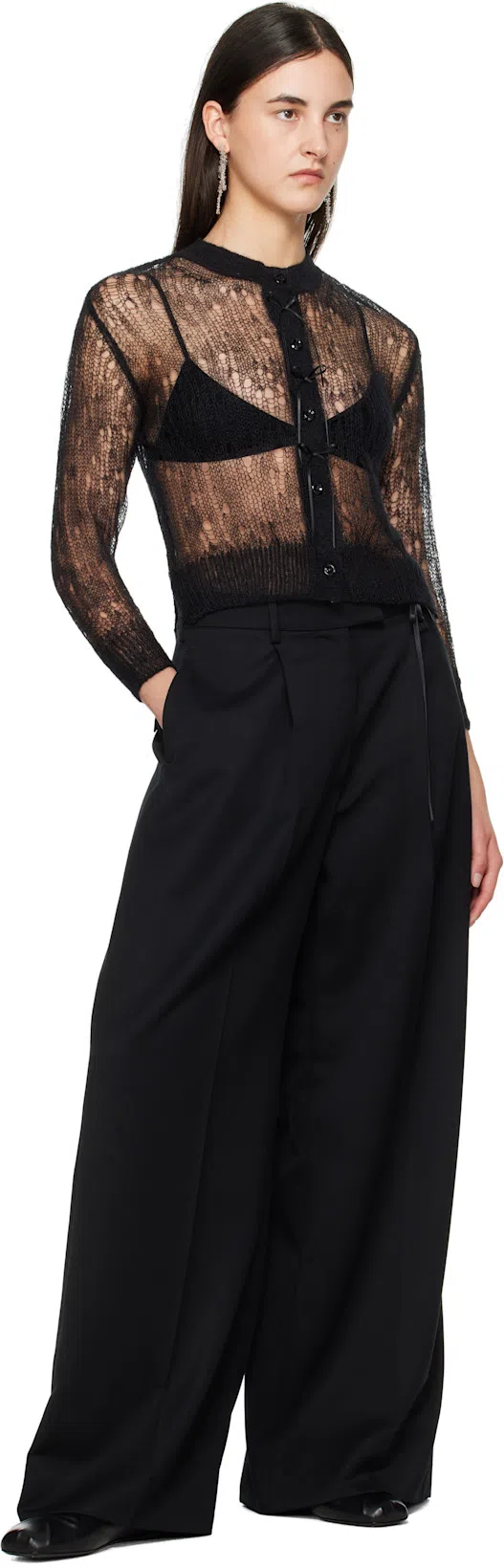 MARNI Leather Little Bow Ballerina In Grey