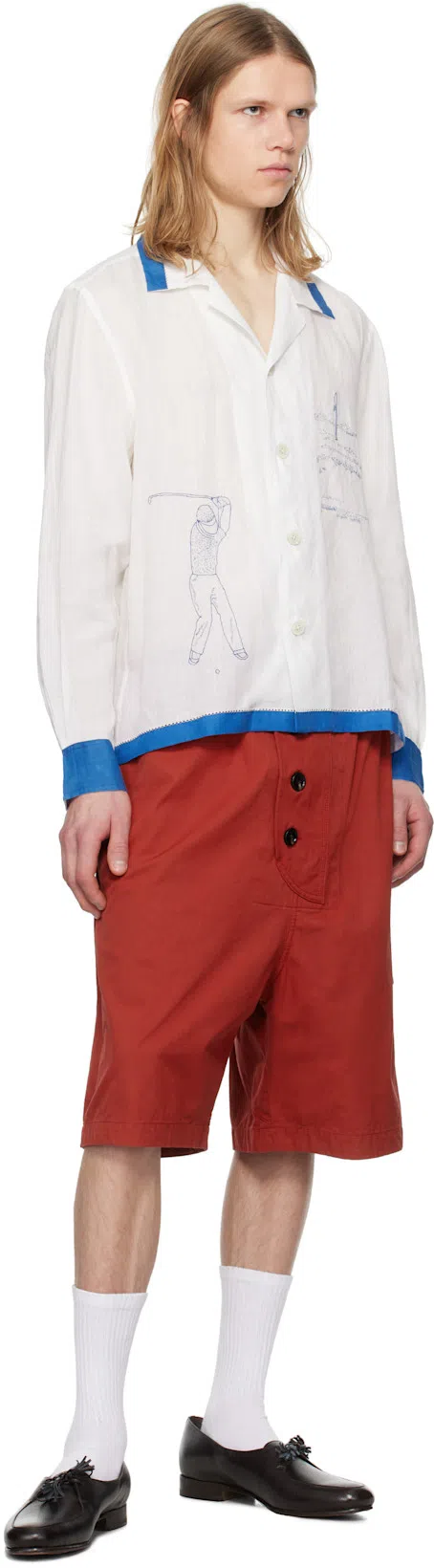 BODE White Club Champion Long Sleeve Shirt