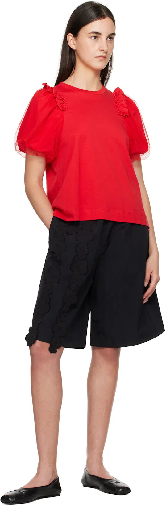 MARNI Leather Little Bow Ballerina In Grey