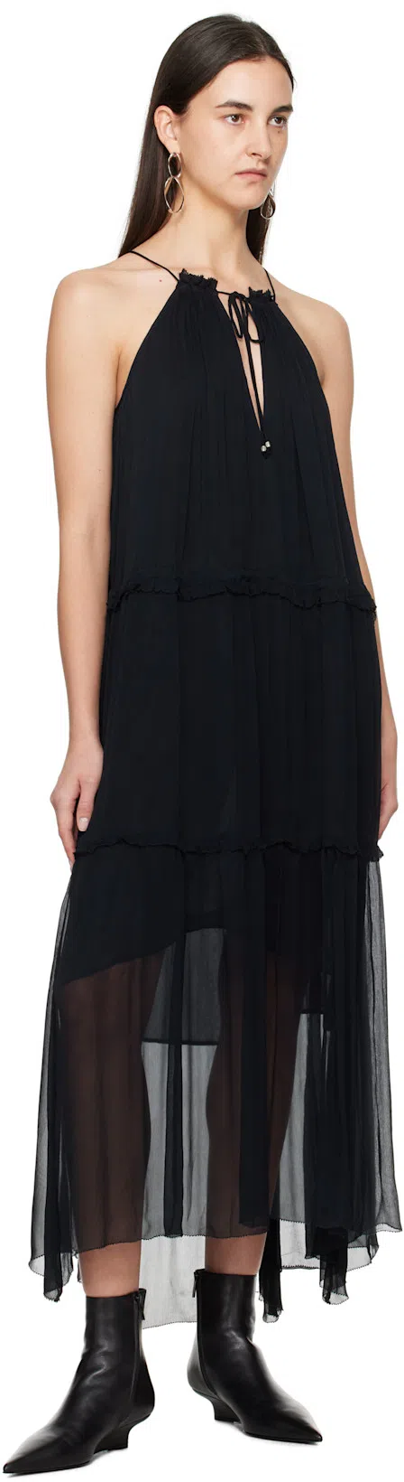 TOTÊME Sharp Leather Ankle Boots In Black