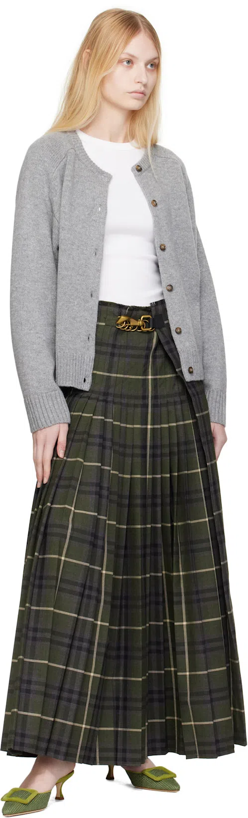 MANOLO BLAHNIK Maysale Woven Buckle Mule Pumps In Dark Green