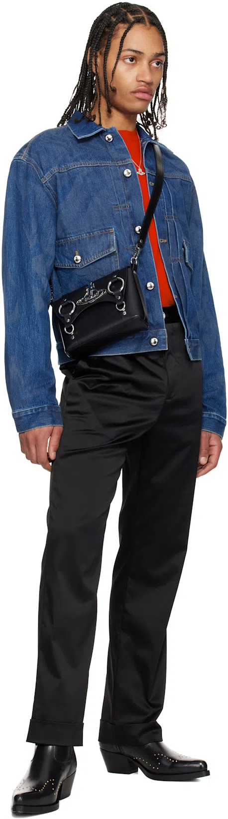 VIVIENNE WESTWOOD White Crewneck T-shirt With Multicolor Orb Embroidery In Cotton