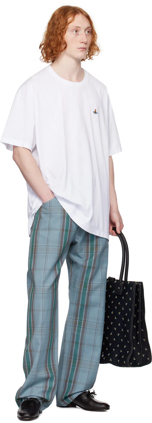 VIVIENNE WESTWOOD White Crewneck T-shirt With Multicolor Orb Embroidery In Cotton