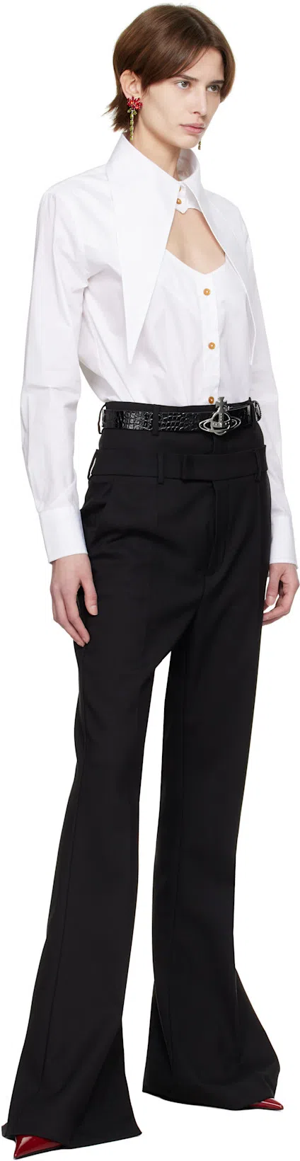 VIVIENNE WESTWOOD Orb Logo Embroidered Drunken Shirt In White