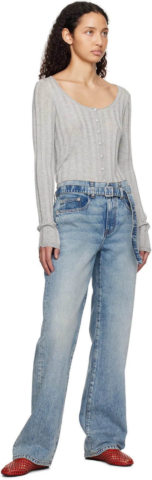 PROENZA SCHOULER Tee Perforated Leather Ballerina Flats In Red