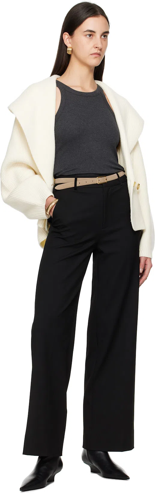 TOTÊME Sharp Leather Ankle Boots In Black