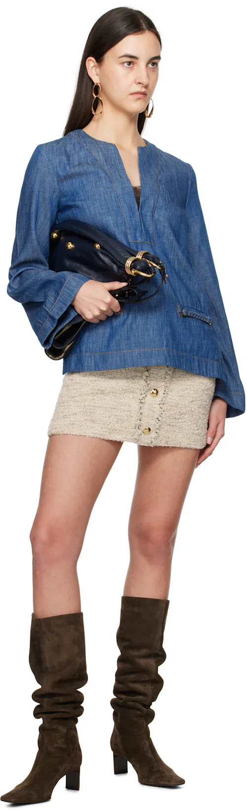 KHAITE Ona Suede Stiletto Knee Boots In Ebano