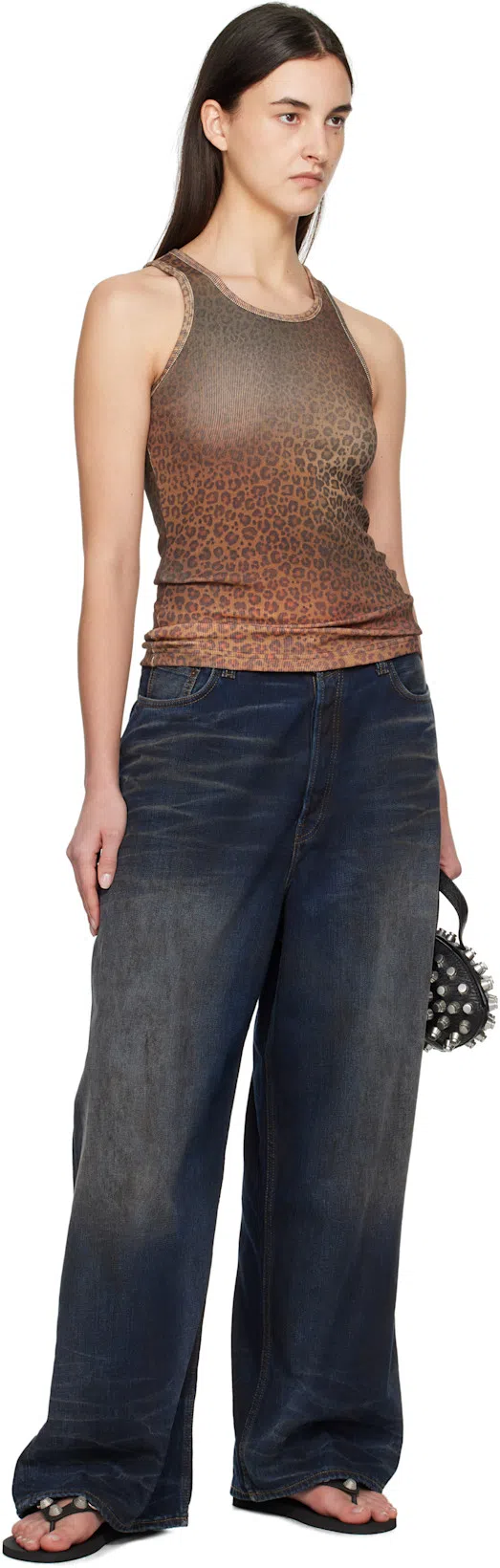 BALENCIAGA Women Black Rubber Cagole Thong Slippers In Multi