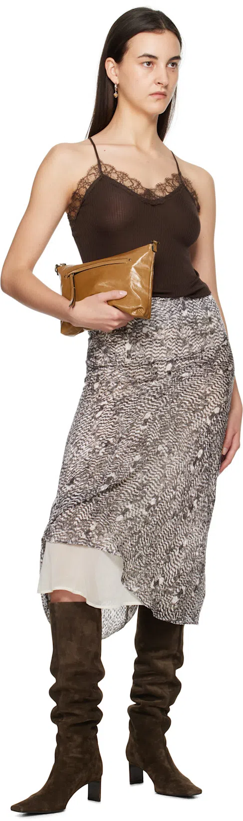 KHAITE Ona Suede Stiletto Knee Boots In Ebano