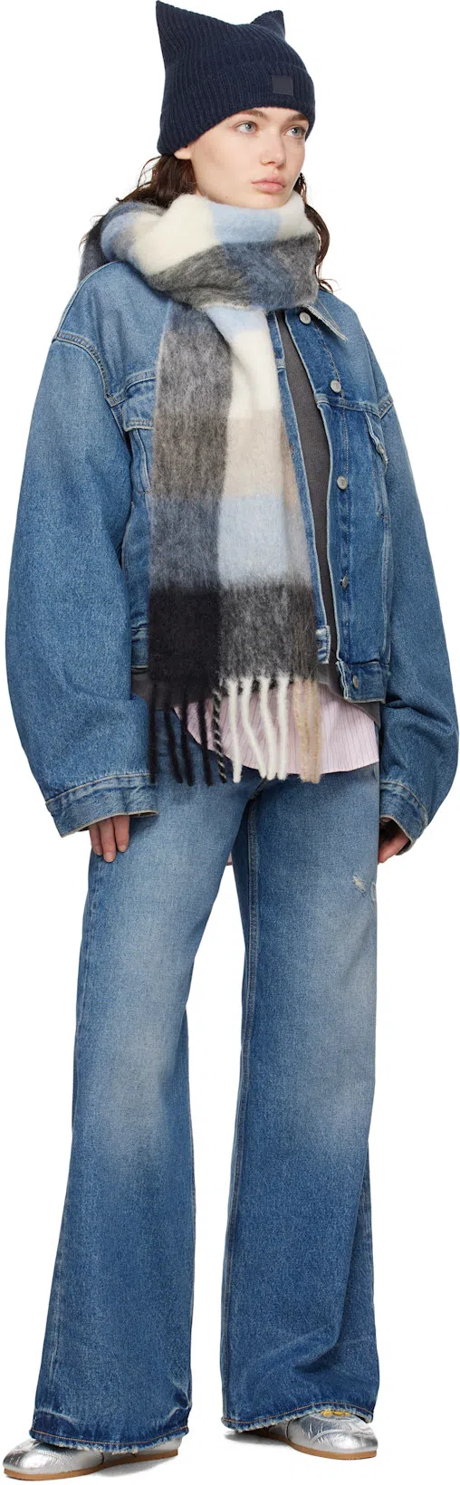 ACNE STUDIOS Women Fringed Scarf With Logo In Multi