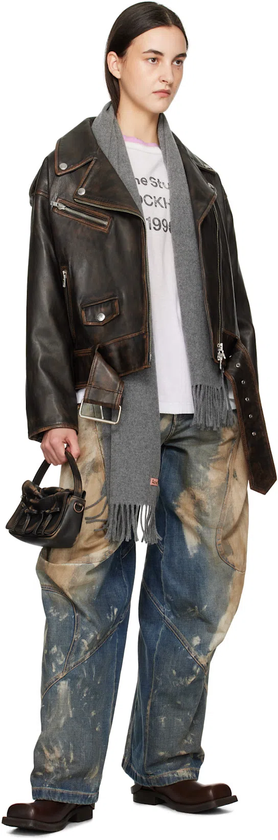 ACNE STUDIOS Multipocket Micro Bag In Dark Brown,beige