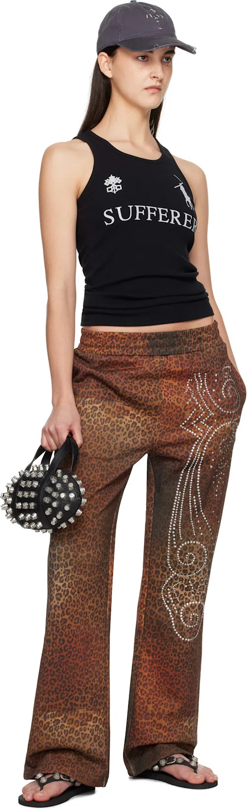 BALENCIAGA Women Black Rubber Cagole Thong Slippers In Multi