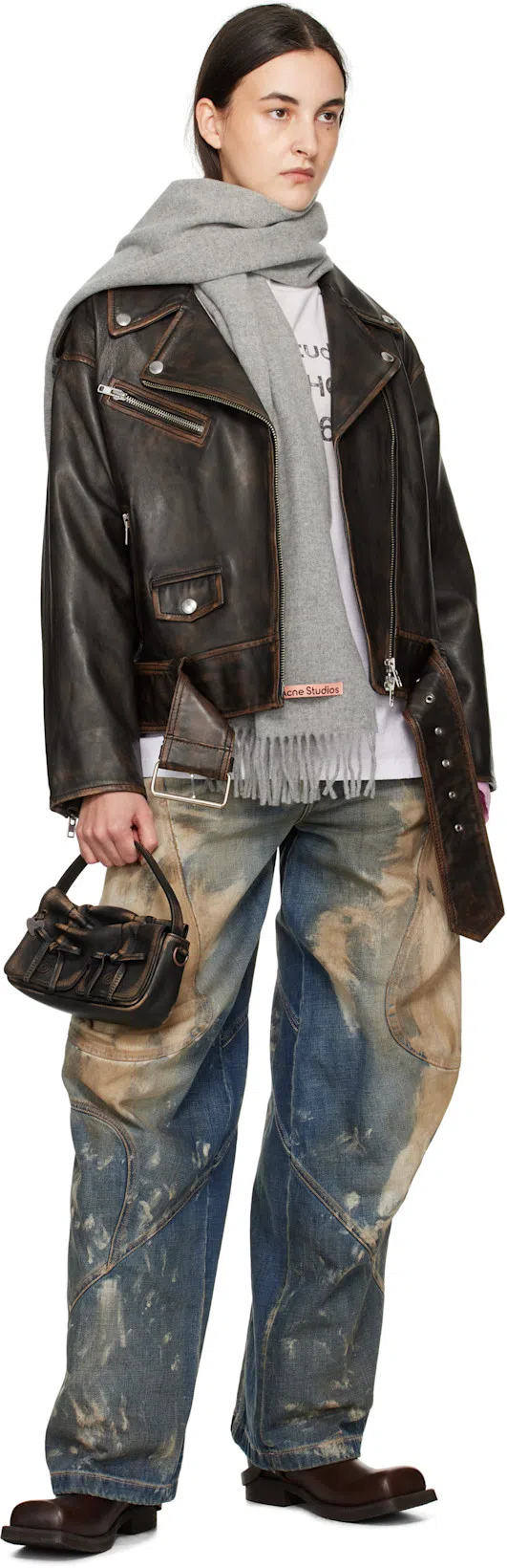 ACNE STUDIOS Multipocket Micro Bag In Dark Brown,beige