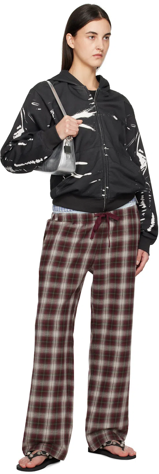 BALENCIAGA Women Black Rubber Cagole Thong Slippers In Multi