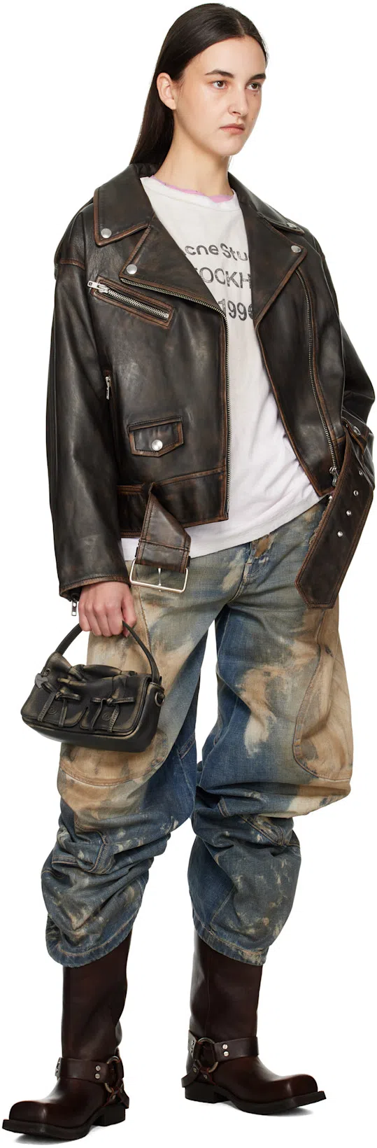 ACNE STUDIOS Multipocket Micro Bag In Dark Brown,beige