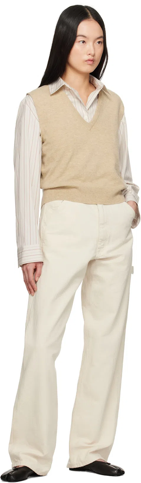 MAISON MARGIELA Tabi Leather Ballerina Flats In Black