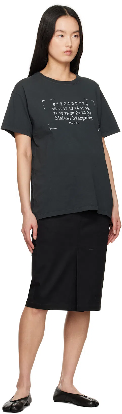 MAISON MARGIELA Tabi Leather Ballerina Flats In Black