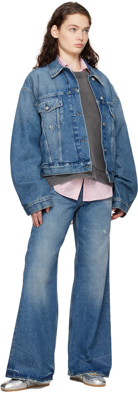 ACNE STUDIOS Relaxed Cropped Denim Jacket In Blue