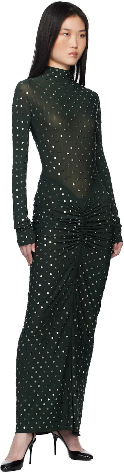 ALAÏA Le Coeur Black Patent Leather High Slingback In Animal Print