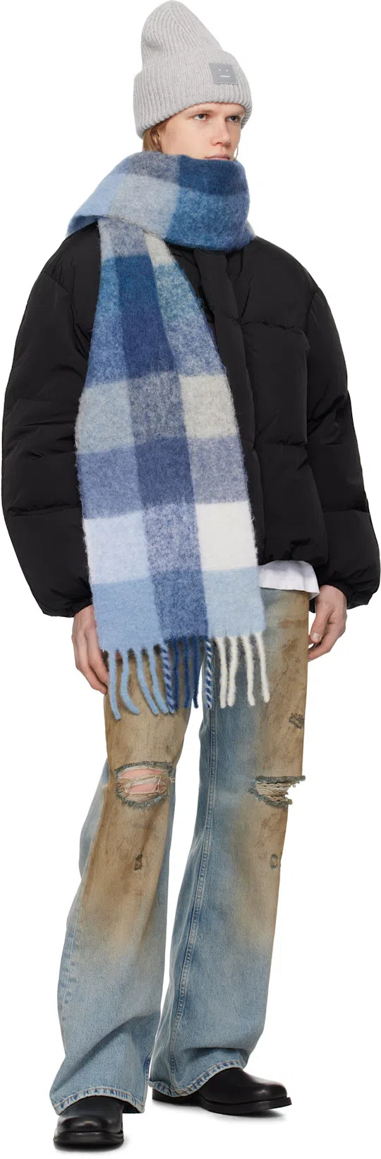 ACNE STUDIOS Mens Distressed Long-sleeve Logo T-shirt In Neutral