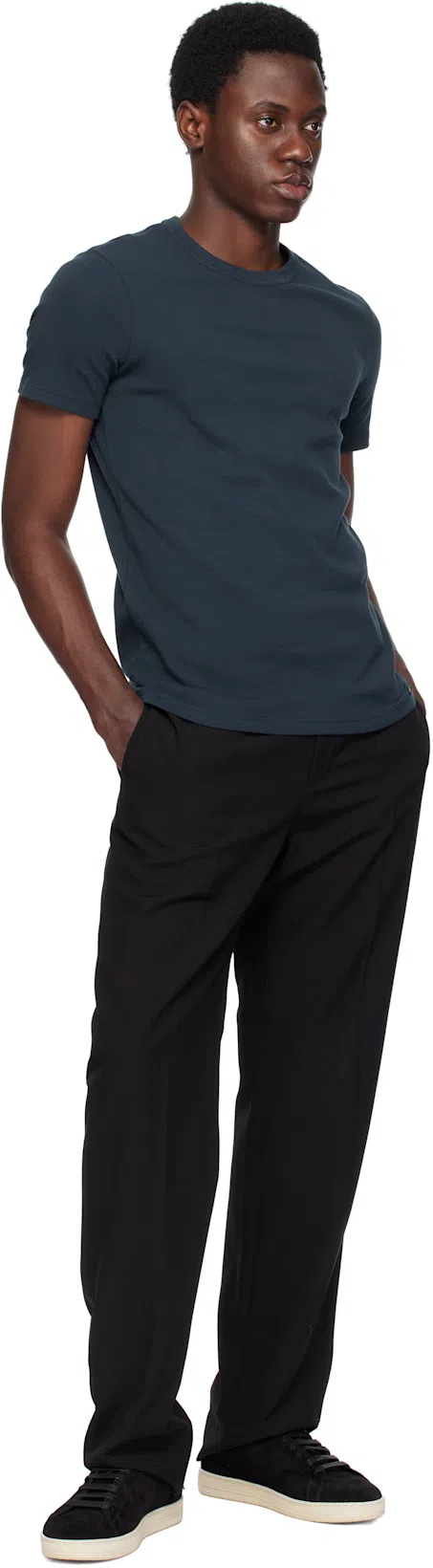 TOM FORD Navy Cotton Stretch Jersey T-shirt In Blue