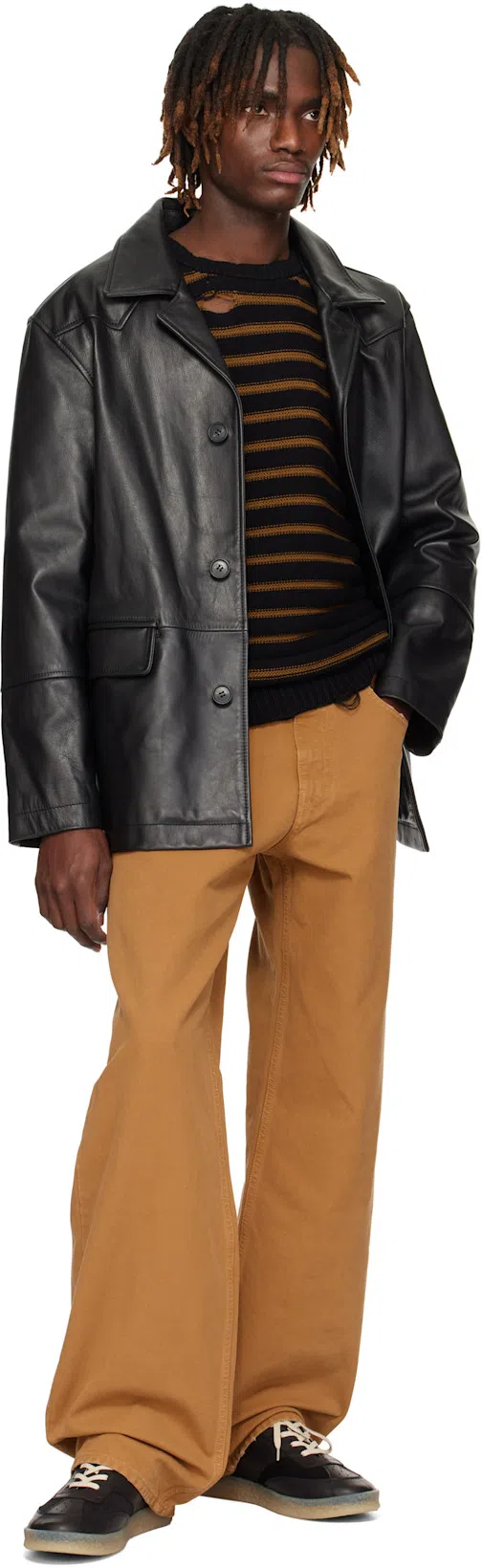 MM6 MAISON MARGIELA Beige Cotton Canvas Trousers In Brown