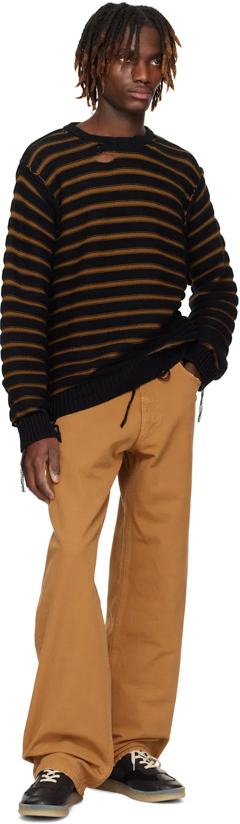 MM6 MAISON MARGIELA Beige Cotton Canvas Trousers In Brown