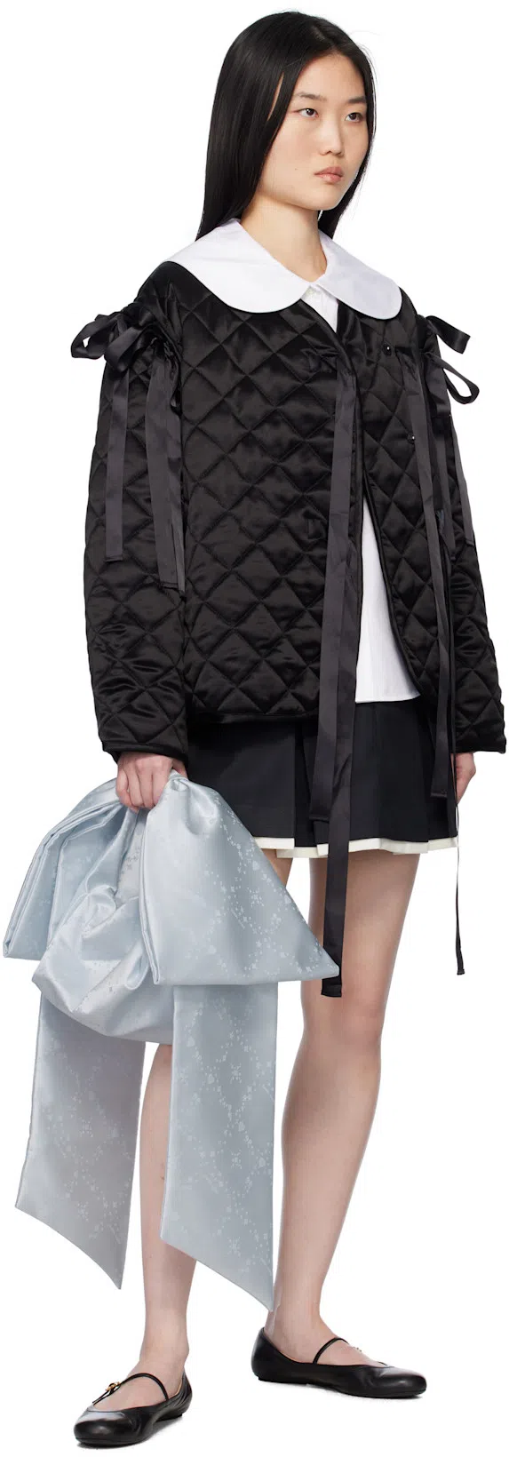 GIANVITO ROSSI Mary Ribbon Patent Leather Ballet Flats In Black