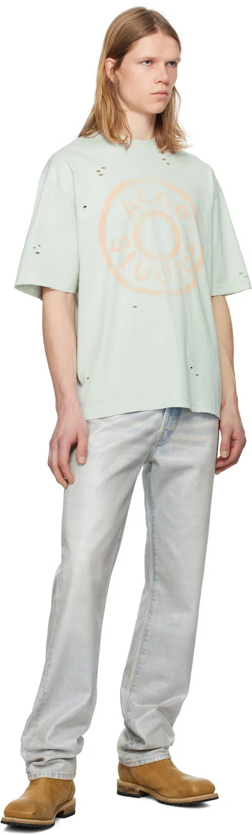 ACNE STUDIOS Blue Relaxed Fit Logo T-shirt In Aqh Ice Blue