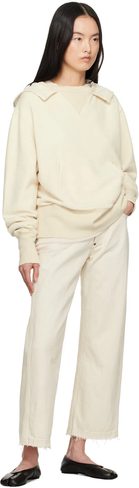 MAISON MARGIELA Tabi Leather Ballerina Flats In Black