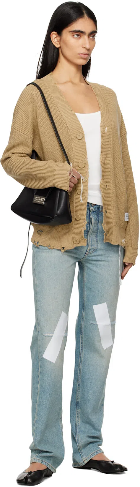 MAISON MARGIELA Tabi Leather Ballerina Flats In Black