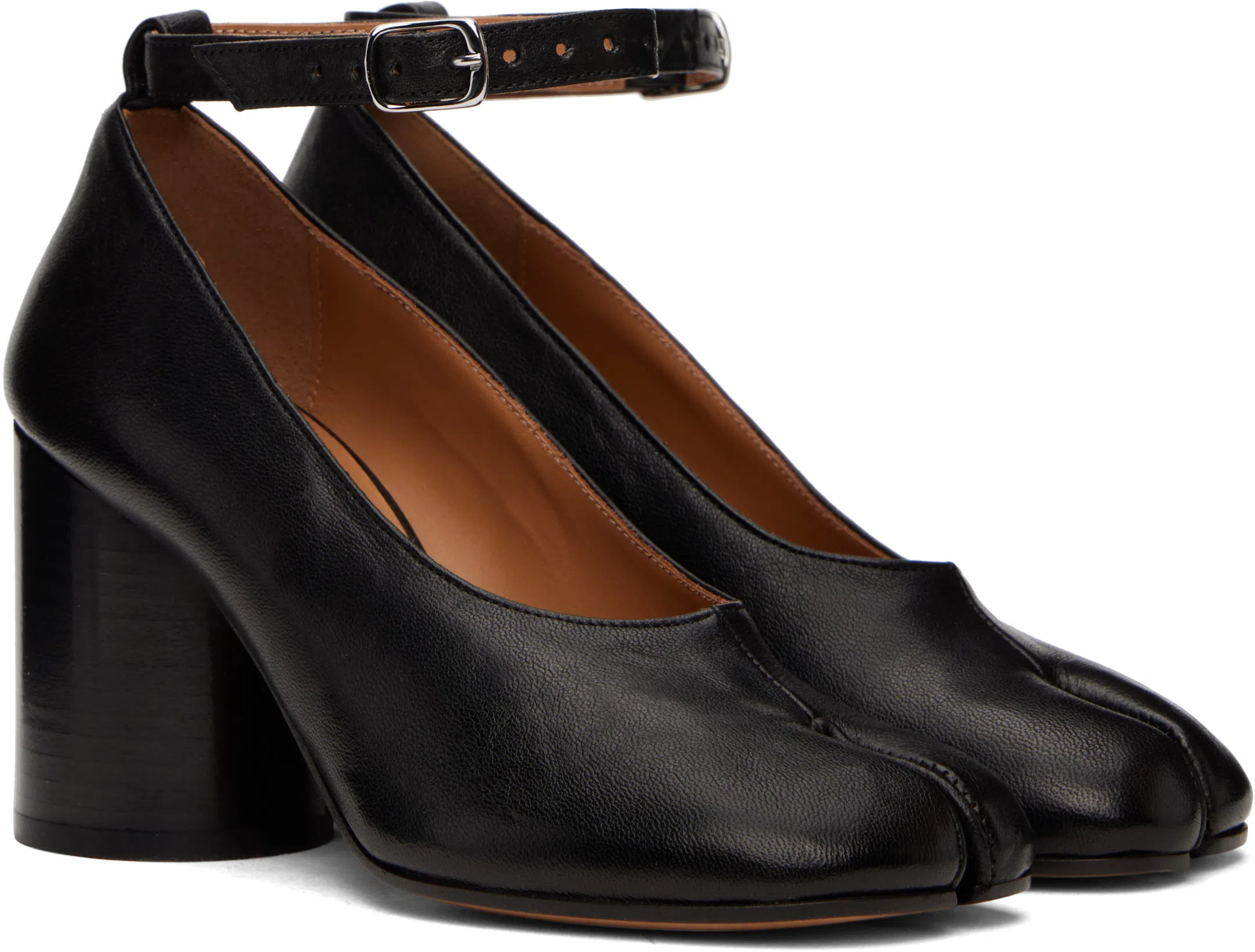 MAISON MARGIELA Tabi Leather Heels In Shinyblack