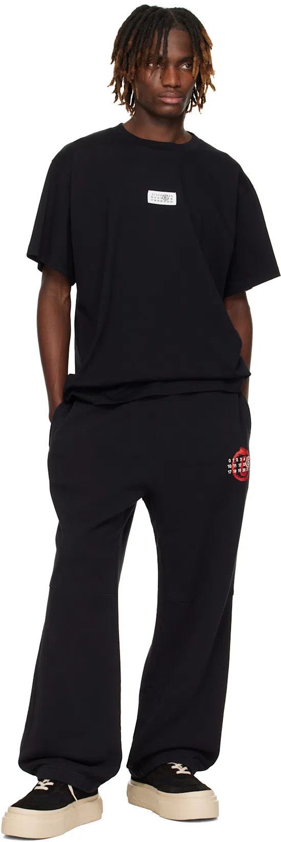 MM6 MAISON MARGIELA Mm6 By Maison Margiela Relaxed-fit Black Cotton T-shirt With Front Logo Patch