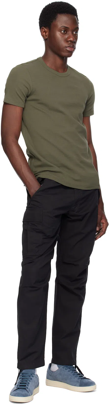 TOM FORD Khaki Cotton Stretch Jersey T-shirt In Military Green