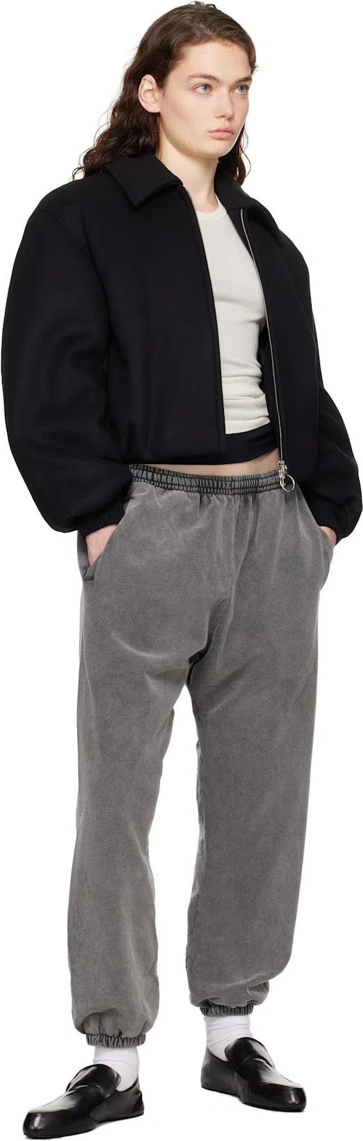 ACNE STUDIOS Owella Wool Blend Felt Bomber Jacket In Black