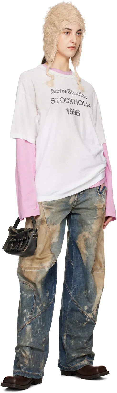 ACNE STUDIOS Multipocket Micro Bag In Dark Brown,beige