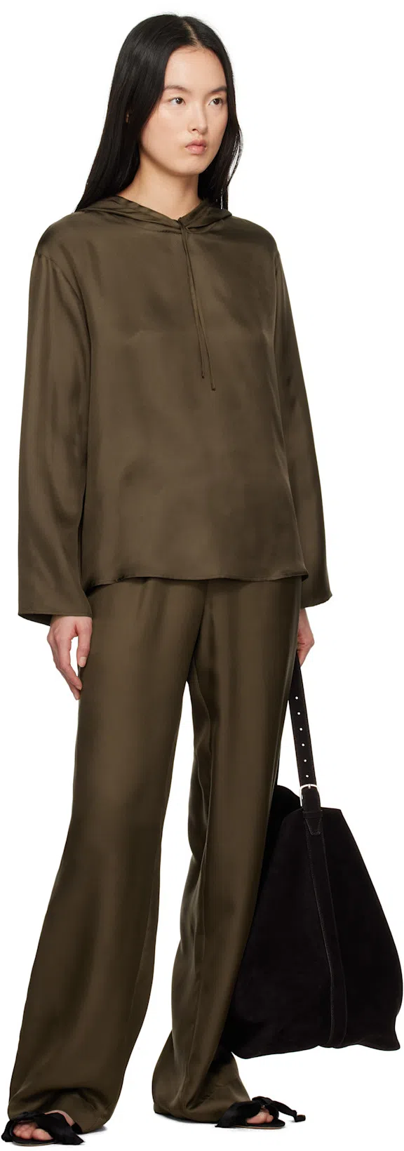 THE ROW Vika Knotted Satin Sandals In Black