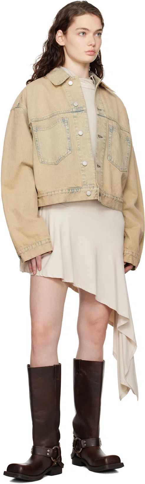 ACNE STUDIOS Beige Oversized Denim Jacket In 14l Light Sand