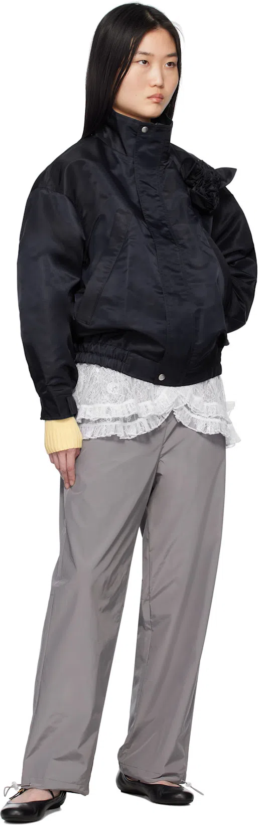 GIANVITO ROSSI Mary Ribbon Patent Leather Ballet Flats In Black