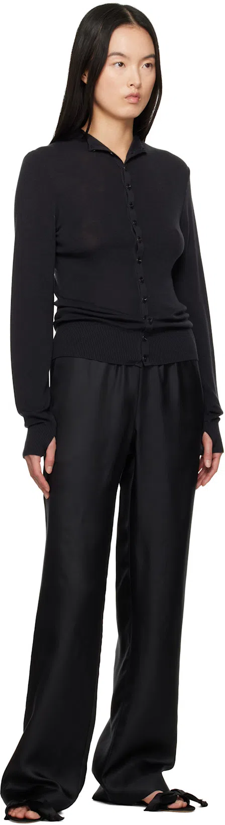 THE ROW Vika Knotted Satin Sandals In Black