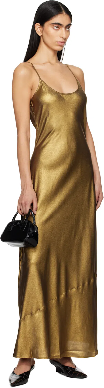 TOTÊME Toteme Sharp Croc-embossed Leather Mule In Black