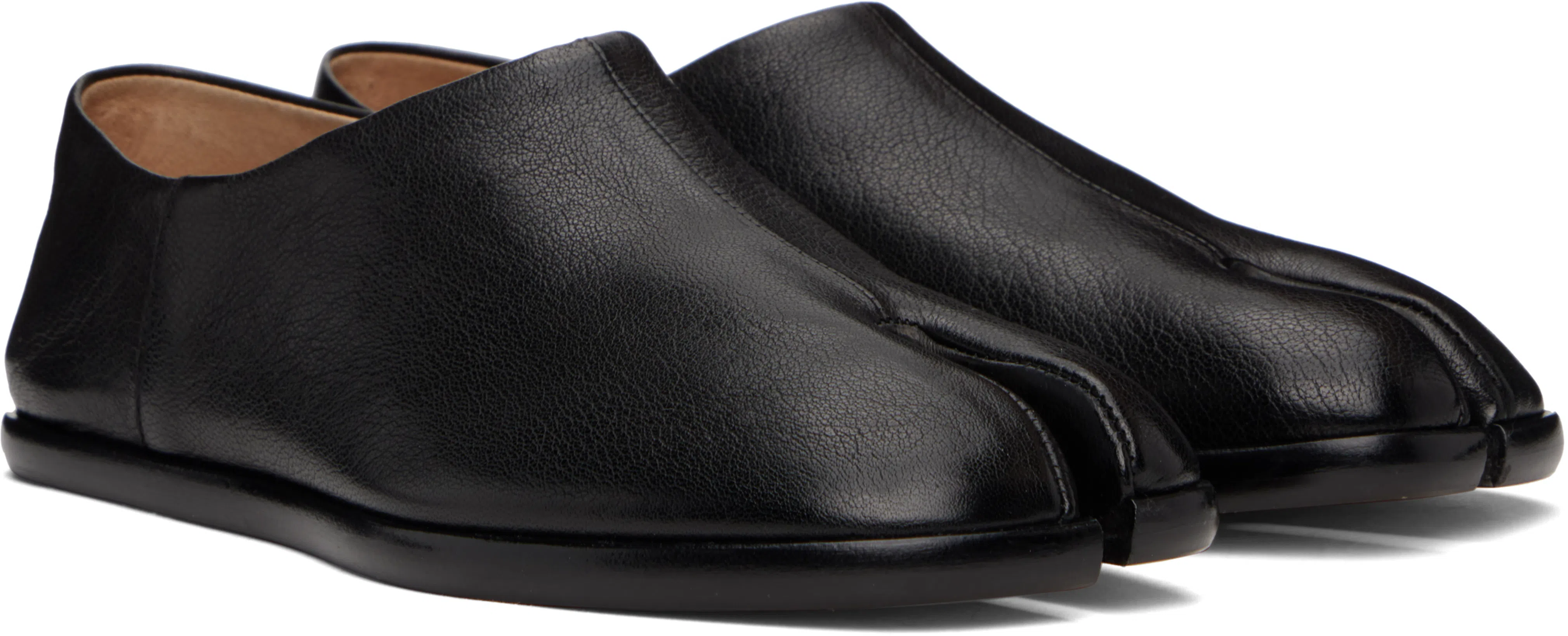 MAISON MARGIELA 10mm Tabi Leather Babouche Shoes In Gray