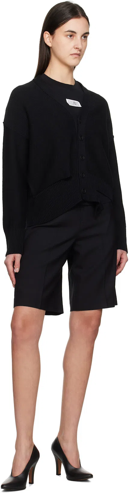 MM6 MAISON MARGIELA Crewneck T-shirt With Rectangular Applique And Design In Black