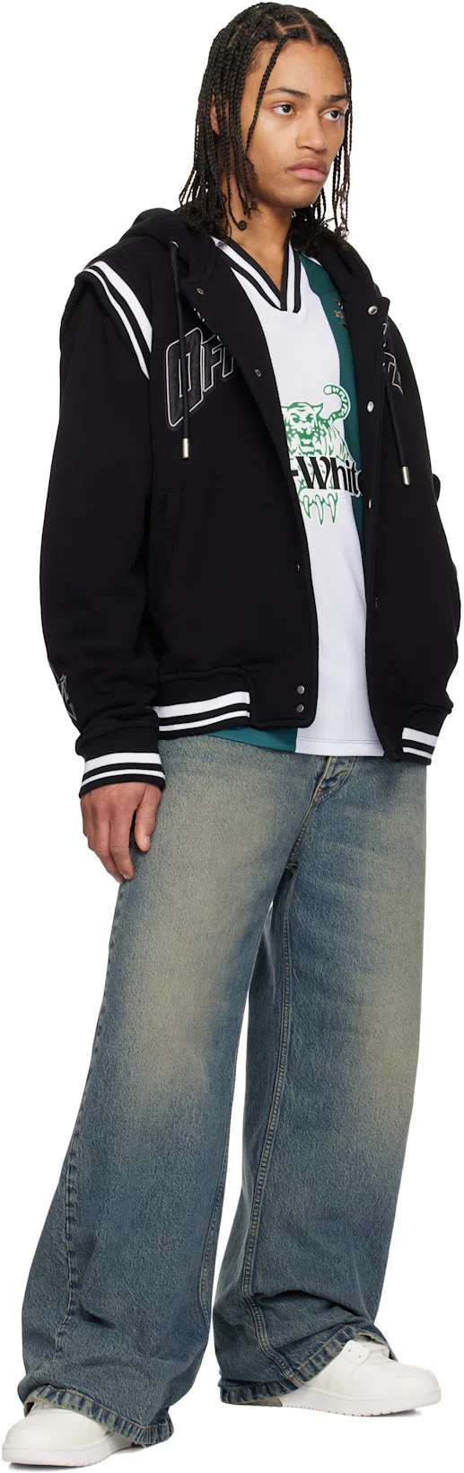 OFF-WHITE Black Varsity Sweatshirt With Press-stud Fastening And Bold Lettering