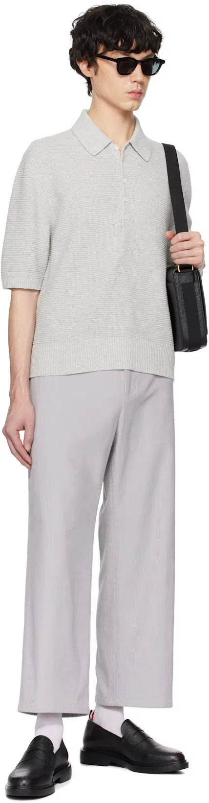 THOM BROWNE Grained Leather Penny Loafers In Black