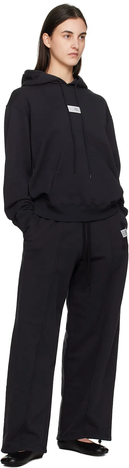 MM6 MAISON MARGIELA Mm6 By Maison Margiela Black Leather Ballet Flats