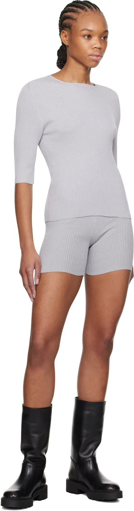 RIER Gray Knit Shorts In Inox Knit